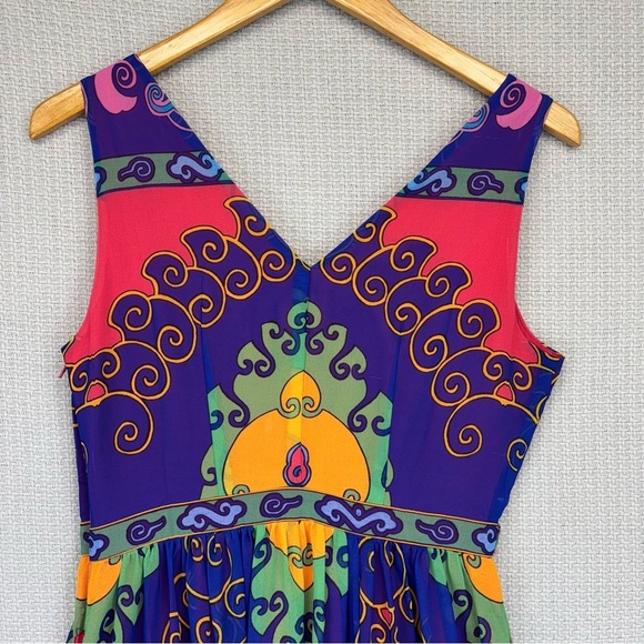 Modcloth Boho Indigo Muster the Length Maxi Dress Multicolor V-Neck S Festival - Picture 10 of 13